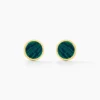 Boucles D'oreilles Puces Athena Acier Doré Malachite