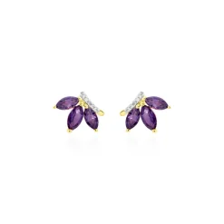 Boucles D'oreilles Puces Augustina Or Jaune Amethyste Oxyde