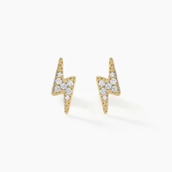 Boucles D'oreilles Puces Aurore Acier Doré Cristal