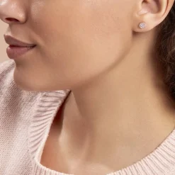 Boucles D'oreilles Puces Auxana Argent Rose Oxyde De Zirconium|Marc Orian Discount