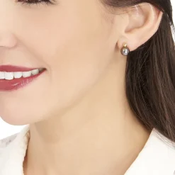 Boucles D'oreilles Puces Baroque Or Jaune Perle De Culture De Tahiti|Marc Orian Online