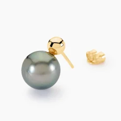 Boucles D'oreilles Puces Baroque Or Jaune Perle De Culture De Tahiti|Marc Orian Online