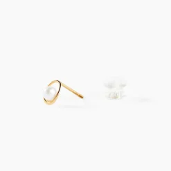 Boucles D'oreilles Puces Bastina Or Jaune Perle De Culture