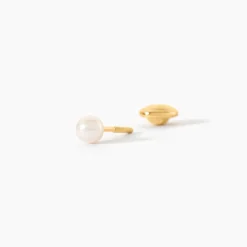 Boucles D'Oreilles Puces Bianca Or Jaune Perle De Culture|Marc Orian Online