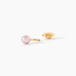 Boucles D'Oreilles Puces Bianca Or Jaune Perle De Culture|Marc Orian New