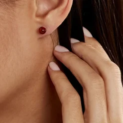 Boucles D'oreilles Puces Brunhild Argent Blanc Ambre|Marc Orian New