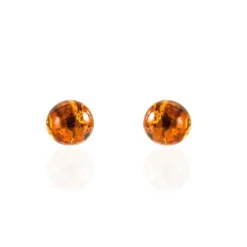 Boucles D'oreilles Puces Brunhild Argent Blanc Ambre|Marc Orian New