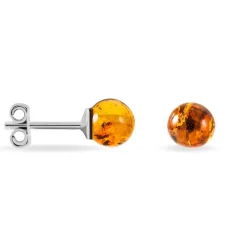 Boucles D'oreilles Puces Brunhild Argent Blanc Ambre|Marc Orian New