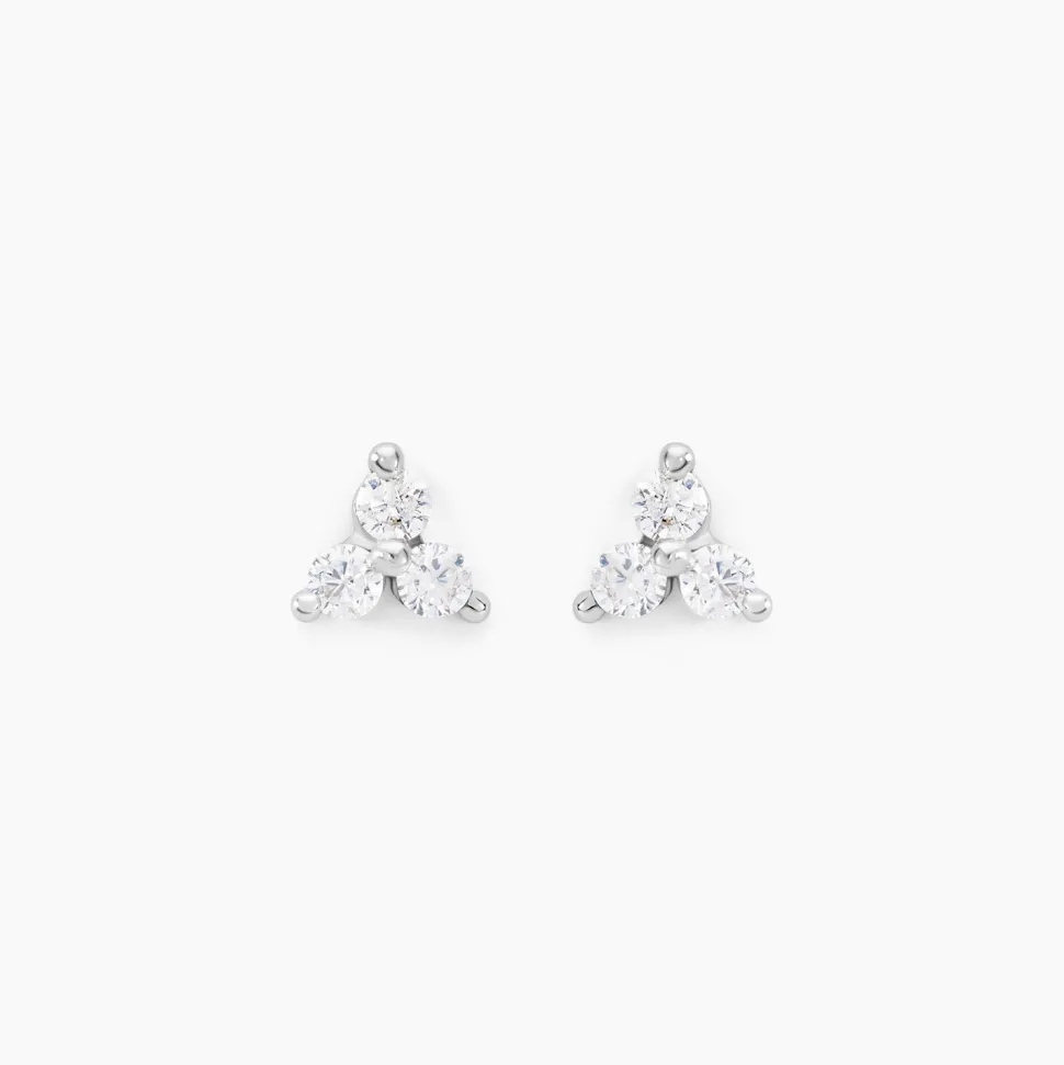 Boucles D'oreilles Puces Cassy Fleur Or Blanc Oxyde De Zirconium