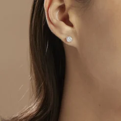 Boucles D'oreilles Puces Charlene Or Blanc Diamant Synthetique|Marc Orian