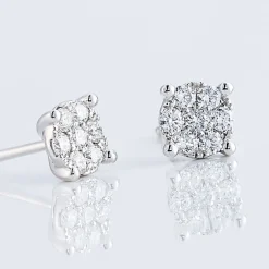 Boucles D'oreilles Puces Charlene Or Blanc Diamant Synthetique|Marc Orian