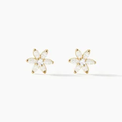 Boucles D'oreilles Puces Clea Fleur Or Jaune Oxyde De Zirconium