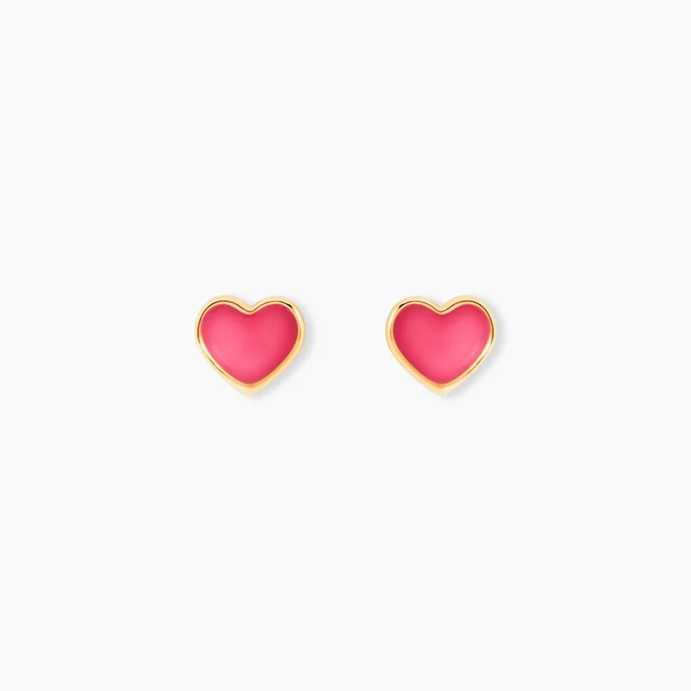 Boucles D'oreilles Puces Coeurs Or Jaune|Marc Orian