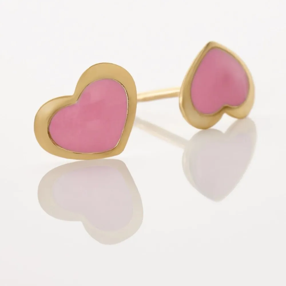 Boucles D'oreilles Puces Coeurs Or Jaune|Marc Orian