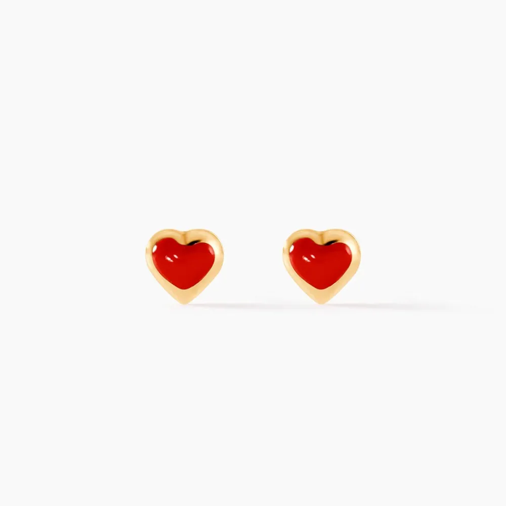 Boucles D'oreilles Puces Coralie Coeur Or Jaune|Marc Orian Online