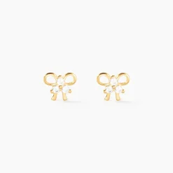 Boucles D'oreilles Puces Darina Noeud Or Jaune Oxyde De Zirconium|Marc Orian Discount