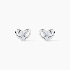 Boucles D'oreilles Puces Daria Coeur Plein De Zirconium|Marc Orian Outlet