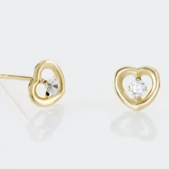 Boucles D'oreilles Puces Dolly Or Jaune Oxyde De Zirconium