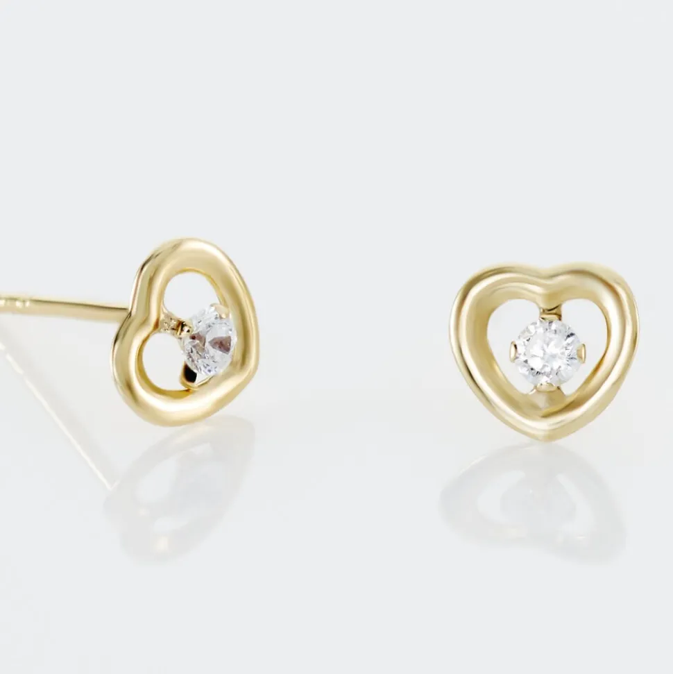 Boucles D'oreilles Puces Dolly Or Jaune Oxyde De Zirconium