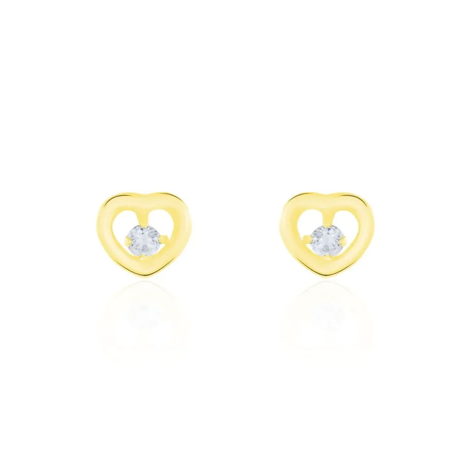 Boucles D'oreilles Puces Dolly Or Jaune Oxyde De Zirconium