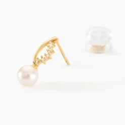 Boucles D'oreilles Puces Dominga Or Jaune Perle De Culture Et Oxyde|Marc Orian Best