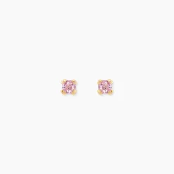 Boucles D'oreilles Puces Doreen Carre Or Jaune Oxyde De Zirconium