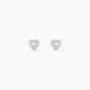 Boucles D'oreilles Puces Dot Coeur Plein Or Blanc Oxyde De Zirconium|Marc Orian Outlet