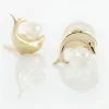 Boucles D'oreilles Puces Dyan Dauphin Or Jaune Perle De Culture|Marc Orian Clearance
