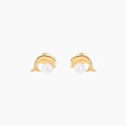 Boucles D'oreilles Puces Dyan Dauphin Or Jaune Perle De Culture|Marc Orian Clearance