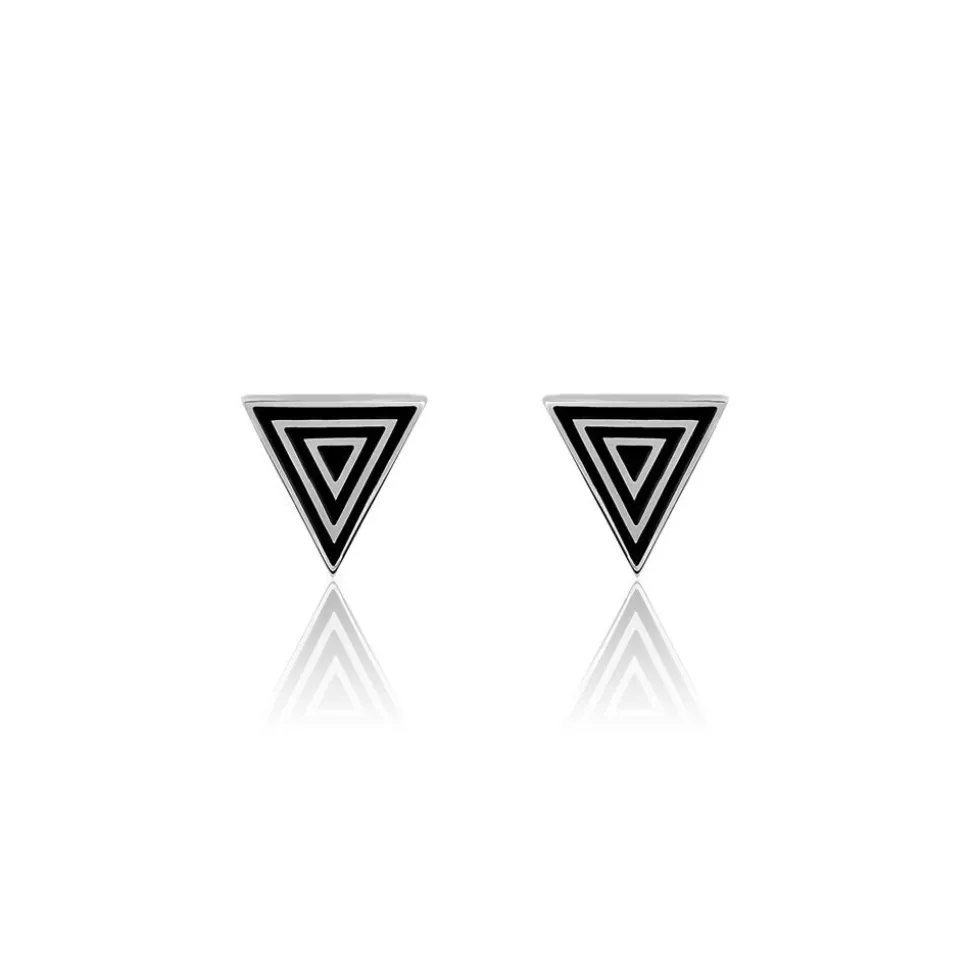 Boucles D'oreilles Puces Edith Acier Blanc
