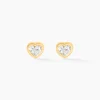Boucles D'oreilles Puces Edme Cœur Or Jaune Strass