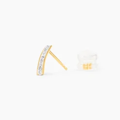 Boucles D'oreilles Puces Edme Barrettes Or Jaune Strass