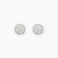Boucles D'oreilles Puces Edmee Or Blanc Strass