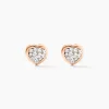 Boucles D'oreilles Puces Edme Cœur Or Rose Strass