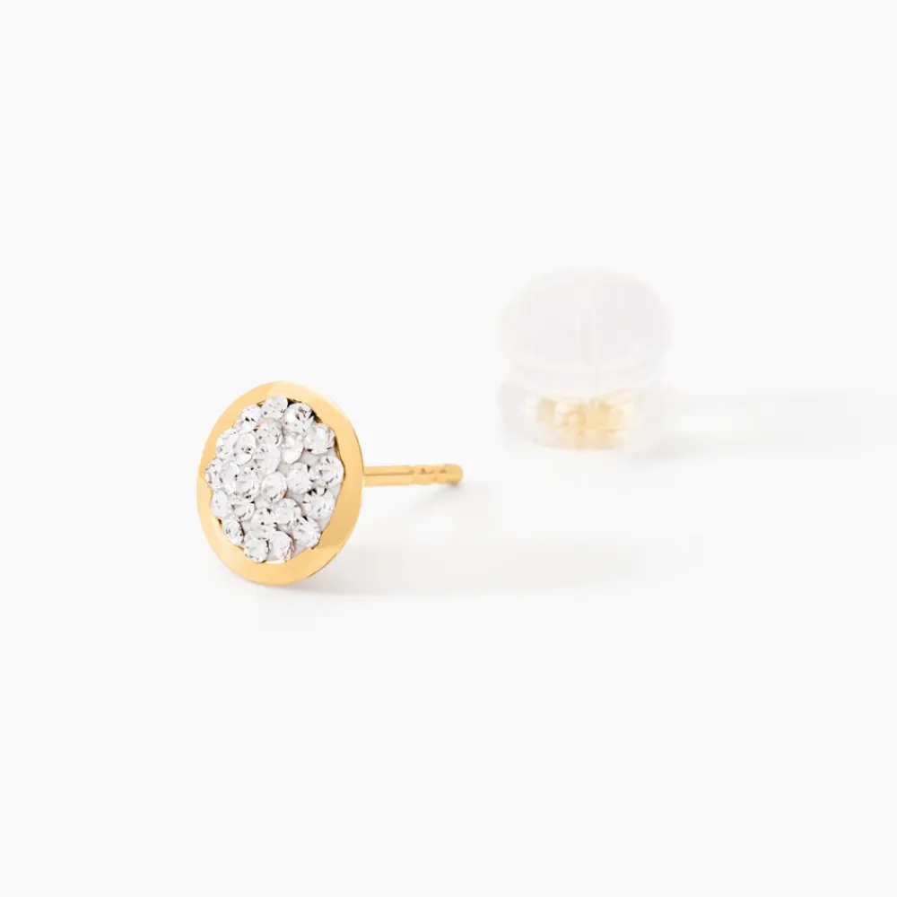 Boucles D'oreilles Puces Edmee Cercle 0 Or Jaune Strass|Marc Orian
