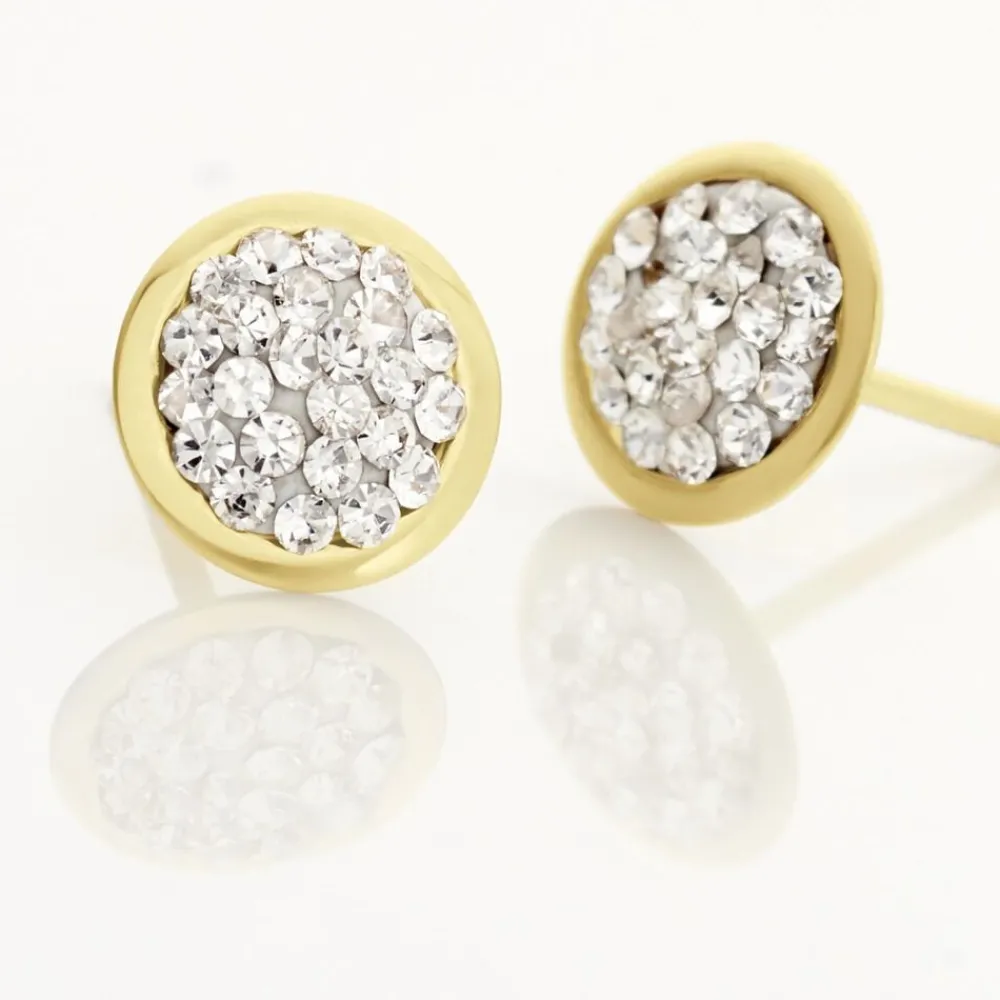 Boucles D'oreilles Puces Edmee Cercle 0 Or Jaune Strass|Marc Orian