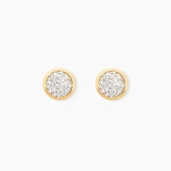 Boucles D'oreilles Puces Edmee Cercle 0 Or Jaune Strass|Marc Orian