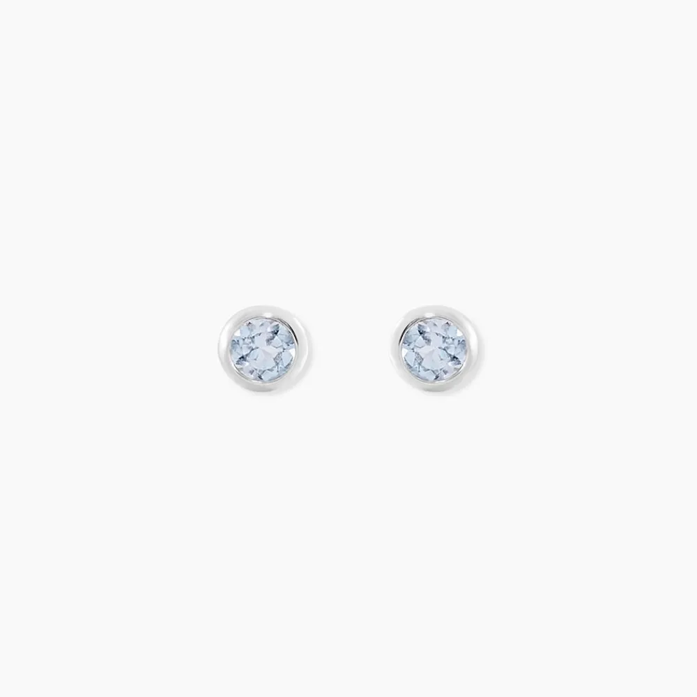 Boucles D'oreilles Puces Edy Serti Clos Or Blanc Topaze|Marc Orian Best
