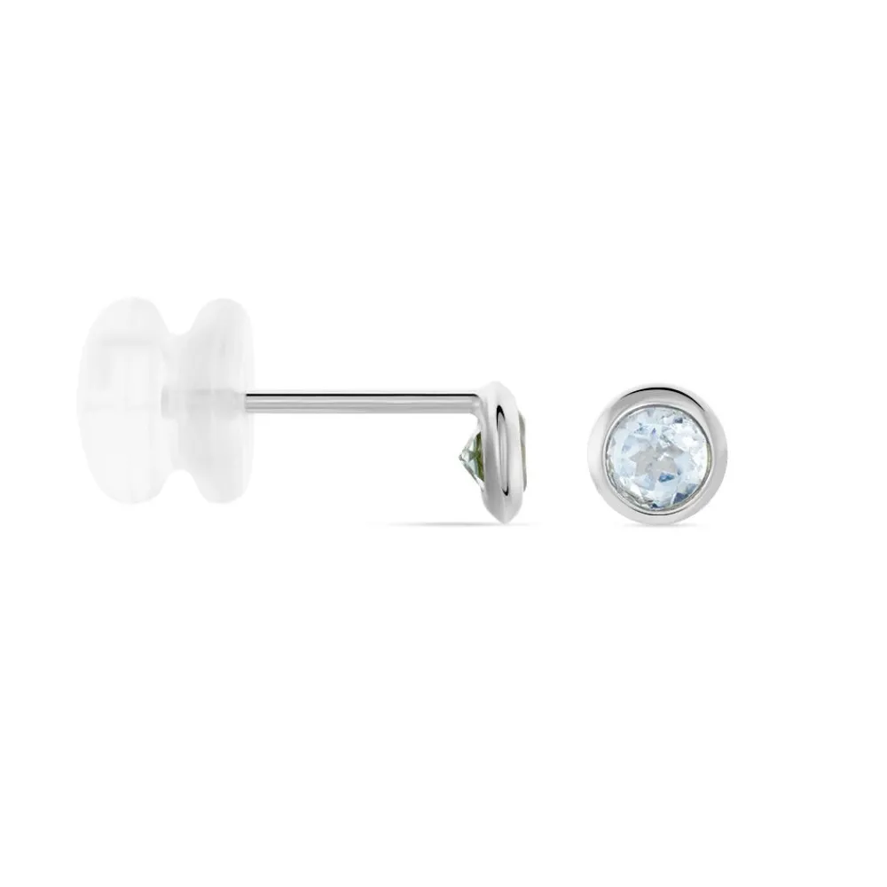 Boucles D'oreilles Puces Edy Serti Clos Or Blanc Topaze|Marc Orian Best