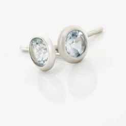 Boucles D'oreilles Puces Edy Serti Clos Or Blanc Topaze|Marc Orian Best