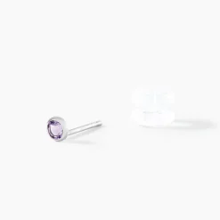 Boucles D'oreilles Puces Edy Serti Clos Or Blanc Amethyste|Marc Orian Discount