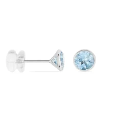 Boucles D'oreilles Puces Edy Serti Clos Or Blanc Topaze|Marc Orian Best