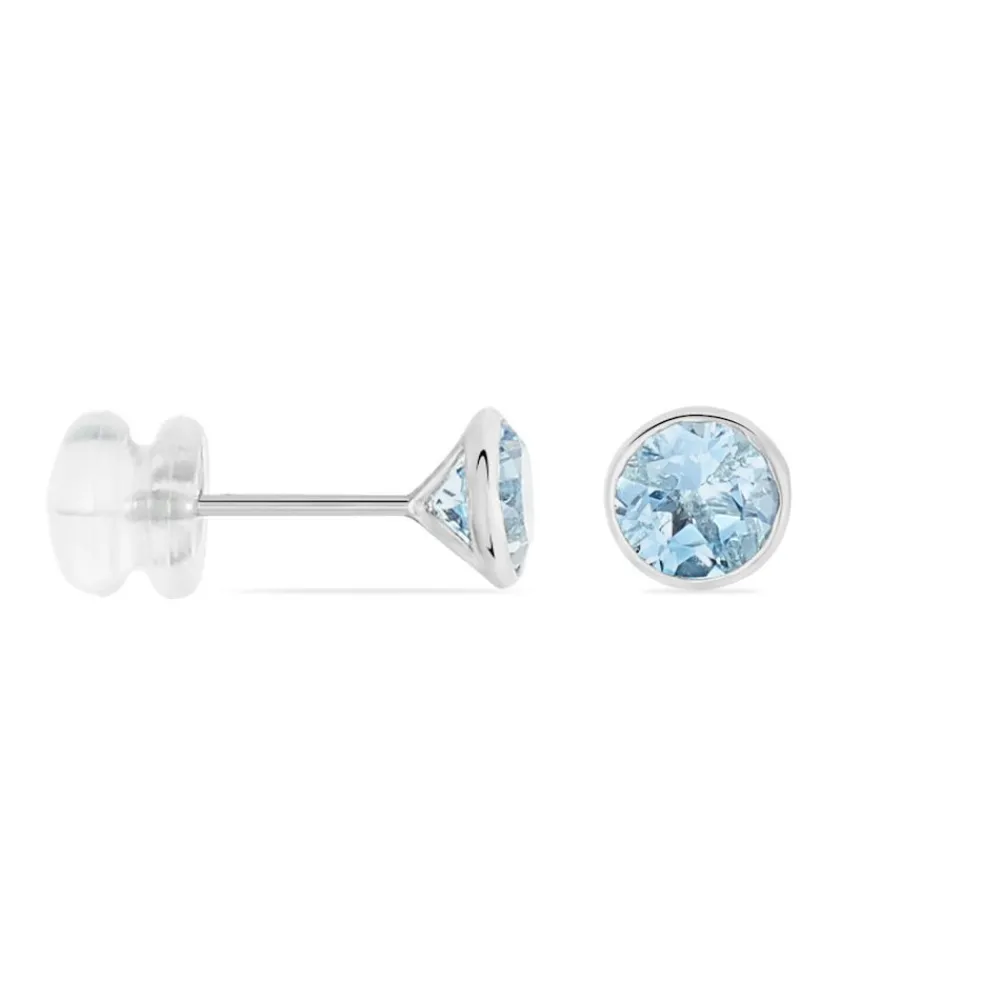 Boucles D'oreilles Puces Edy Serti Clos Or Blanc Topaze|Marc Orian Best