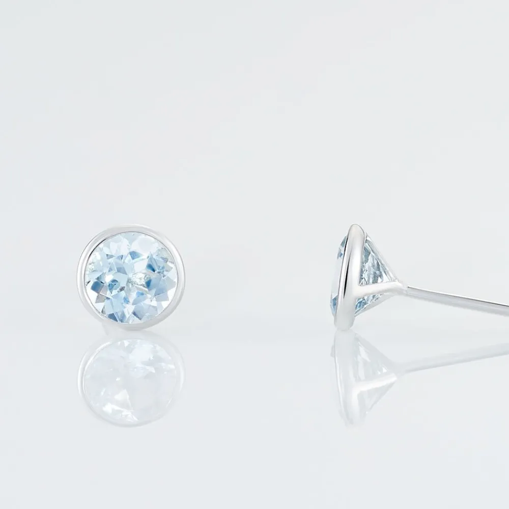 Boucles D'oreilles Puces Edy Serti Clos Or Blanc Topaze|Marc Orian Best