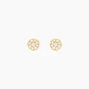 Boucles D'oreilles Puces Eleanor Fleur Or Jaune Oxyde De Zirconium