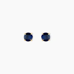 Boucles D'oreilles Puces Elea Serti Griffe Or Jaune Saphir