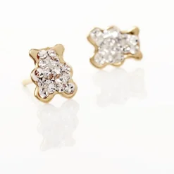 Boucles D'oreilles Puces Emerica Ours 0 Or Jaune Strass|Marc Orian Hot