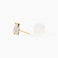 Boucles D'oreilles Puces Emerica Ours 0 Or Jaune Strass|Marc Orian Hot