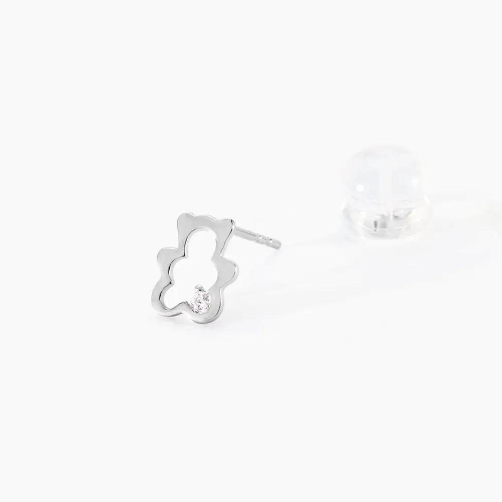 Boucles D'oreilles Puces Eusebia Ours Or Blanc Oxydes|Marc Orian Discount