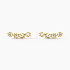 Boucles D'oreilles Puces Eva Acier Jaune Cristal